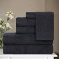 Superior Honeycomb Cotton Medium Weight Towels, for Guest Bath, Master Bathroom, Shower, Quick Dry, Adults, Home Essentials, Textured Waffle Border, Assorted Towel Set, 6 Piece Towel Set, Black