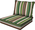 Honeycomb Outdoor Essentials Deep Seat, 24 x 24, Stripe Pine Green Chair Cushion for Patio Furniture