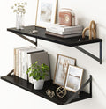 10 Inch Deep Floating Shelves, Black Floating Shelves 30 Inch Long, Rustic Wood Wall Shelves 30
