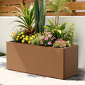 Large Rectangle Planter Metal Brown Planter Box with a Drainage Hole and a Removable Divider Indoor Outdoor Porch Pots for Tall Plants, Trees, Flowers 37.99