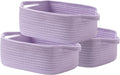 KALLAX Small Woven Basket, 12 x 8 x 4.5 Inches, Small Storage Baskets for Organizing, Gift Baskets Empty, Cute Rope Shelf Closet Storage Bins for Shelves, Dog Toy Basket, Purple