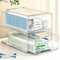 clear Drawer-Type Plastic Storage Box Bins Organizer,Family First Aid Kits Medicine cabinet Box Organizer,Closet ,Shelf,Ointments, Adhesive Bandages,Cosmetics,Office Items (clear, 2L)