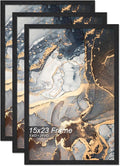Engineered Wood 15x23 Picture Frame Set of 3, Black Frame for 15 x 23 Inch Picture Poster Photo, Light Weight 15 by 23 Frame with Wood-grain for Wall - 3 Pack/Black/15 x23