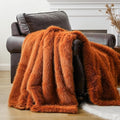 BATTILO HOME Luxury Fall Faux Fur Throw Blanket, Orange Faux Fur Blanket for Couch, Home Decor, Fall Decor, Soft Fluffy Fur Throws with Long Pile, 50
