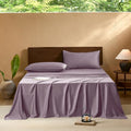 EVERLY Queen Sheets Set,Luxuriously 400 Thread Count Organic Viscose Derived from Bamboo Bed Sheet,Cooling Sheets for Queen Size 4 Piece Deep Pockets Bedding Sheets &Pillowcases-Purple