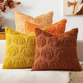 MIULEE Fall Pumpkin Pillow Covers 18x18 Inch Set of 4 - Soft Cozy Plush Decorative Pillows with Embroidered Pumpkin Pattern Autumn Halloween Holiday Decor for Sofa Couch Bed Living Room,Rust-Orange