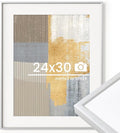 24x30 inch Metal Poster Frame - 24 x 30 Thin Aluminum Picture Frames Matted for 18x24 Photos, Artworks, Prints, Puzzle - High Definition Plexiglass - Vertical and Horizontal Display - Wall Hook Hanging Hardware Included - Silver, Set of 1