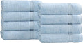 Superior Egyptian Cotton 8-Piece Hand Towel Set, Towel Basics For Quick Dry, Absorbent Small Towels, Facial, Spa, Kitchen, Bathroom Essentials, Apartment, Guest Bath, Soft, Washcloth, Light Blue