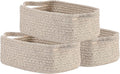 KALLAX Small Woven Basket, 12 x 8 x 4.5 Inches, Small Storage Baskets for Organizing, Gift Baskets Empty, Cute Rope Shelf Closet Storage Bins for Shelves, Dog Toy Basket, 3 Packs, Mixed Brown