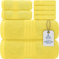 DAN River 8 PC Luxury Bath Towels for Bathroom, 2 Bath, 2 Hand, and 4 Wash Cloths, 600 GSM 100% Ring Spun Cotton Towel Set, Highly Absorbent, Gym, Hotel, and Spa, Yellow