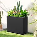 Large Rectangle Planter Metal Black Planter Box with a Drainage Hole and a Removable Divider Indoor Outdoor Porch Pots for Tall Plants, Trees, Flowers 29.92