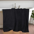 Superior Honeycomb Cotton Medium Weight Towels, for Bathroom, Shower, Spa, Pool, Quick Dry, Adults, Home Essentials, Textured Waffle Border, Oversized Large Towels, Bath Sheets, Set of 2, Black