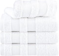 American Soft Linen Salem 100% Cotton Turkish 4 Piece Hand Towels for Bathroom, 600 GSM Soft Absorbent Quickdry Hand Face Towel Set, White