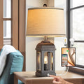 QiMH Table Lamp for Living Room, Farmhouse Lamps with USB A+C and Nightlight, 26
