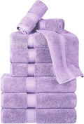 BNM Egyptian Cotton Heavyweight Towels, Ideal For Bathroom, Shower, Spa, Hotel, 800 GSM, Face/ Washcloths, Hand Towels, Bath Towels, Highly-Absorbent, Luxury Home Basics, 9 Piece Towel Set, Purple