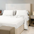 23 THREADS Z101 Series 100% Cotton Bed Sheets and Pillowcases Set, 15 Inch Deep Pocket, Luxury Sustainable Bedding Linen, King, White