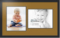 ArtToFrames Collage Photo Frame Double Mat with 2-11x14 Openings with Satin Black Frame and El Dorado mat.