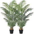 Artificial Palm Tree, 4FT Tall Fake Palm Trees with UV Resistant Leaves, Potted Faux Areca Palm Plant for Indoor Outdoor, Large Floor Plants for Home Living Room Porch Decor, 2Pcs - VN125