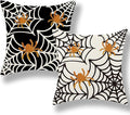 Halloween Pillow Covers 18x18 inch Set of 2 Black and White Spider Web Decorative Decoration Farmhouse Pillow Covers Outdoor Spider Decor Cushion Case for Home Couch Sofa Outdoor