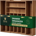ROYAL CRAFT WOOD Luxury Bamboo Kitchen Drawer Organizer - Silverware Organizer - Utensil Holder and Cutlery Tray with Grooved Drawer Dividers for Flatware and Kitchen Utensils (9 Slot, Brown Bamboo)