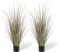 KOL 4FT 2-Pack Artificial Onion Grasses, 47.2’’ Indoor Outdoor Fake Grass Plant, Home Office Wedding Decoration, Faux Greenery Plants & Flowers in Pot, UV Resistant, Housewarming Gift, Purple