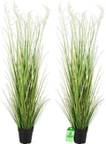 Jexine 2 Pcs 5 ft Tall Artificial Grass Plant Potted Artificial Greenery Floor Plants Faux Pampas Grass Tall in Pot for Housewarming Gift House Garden Bathroom Lobby Outdoor Decoration
