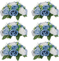 NUPTIO Flower Balls for Wedding Centerpieces - 6 Pcs 9.5 inch Diameter Fake Flower Ball Arrangement Bouquet Party Centerpieces for Tables - Dusty Blue Rose Bouquet Centerpiece Flowers for Table