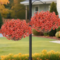 Geegoods 2 Set Artificial Hanging Basket Fall Flowers for Outdoor, Fake Faux UV Resistant Look Real Orange Mums Plants for Autumn Porch Patio Balcony Yard Home Decor