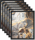 Engineered Wood 10x12 Picture Frame Set of 6, Black Frame for 10 x 12 Inch Picture Poster Photo, Light Weight 10 by 12 Frame with Wood-grain for Wall - 6 Pack/Black/10 x12
