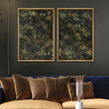 SIGNWIN Framed Canvas Print Wall Art Set Botanical Shadows Dark Floral Illustrations Modern Art Rustic Relax/Calm for Living Room, Bedroom, Office - 16
