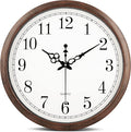 Bernhard Products Large Wall Clock 16 Inch Silent Non Ticking Movement Quartz Battery Operated Round Easy to Read Decorative Classic Brown Home/Kitchen/Office/Classroom/School Clocks, Black Numbers