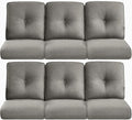 22x25/22x24 Outdoor Furniture Cushions Set of 6 - Water Repellent High Back Patio Chair Cushion for Wicker Dining Rocking Swivel Chairs Loveseat Couch L-Shape Sectional Sofa - Grey/Button