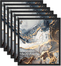 Engineered Wood 18x20 Picture Frame Set of 6, Black Frame for 18 x 20 Inch Picture Poster Photo, Light Weight 18 by 20 Frame with Wood-grain for Wall - 6 Pack/Black/18 x20