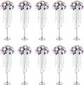 NUPTIO Silver Crystal Wedding Vases - 10 Pcs 29.5in Tall for Centerpieces, Aisle Decorations, Parties
