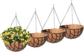 MTB SUPPLY Garden Hanging Baskets 16 Inches - Vintage Geo with Coco-Liner, Pack of 4 Hanging Planter