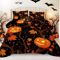 Black Pumpkin Bedding Happy Halloween Comforter Set Orange Pumpkin Lantern Spooky Ghost Festival Theme Black Halloween Bedding Set Queen Size