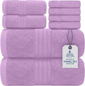 DAN RIVER 8 PC Luxury Bath Towels for Bathroom, 2 Bath, 2 Hand, and 4 Wash Cloths, 600 GSM 100% Ring Spun Cotton Towel Set, Highly Absorbent, Gym, Hotel, and Spa, Lavendar