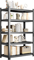 Tall Bookshelf with Open Shelves, Metal Office Book Shelf, Adjustable Organizer Bookcase, Standing Storage Organizer Shelf for Living Room (5tier 39.4