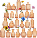 24pcs Mini Bud Vases As Wedding Centerpieces for Tables,Clear Bud Vases for Flowers,Small Flower Vases Suitable for Birthday Party,Anniversary,Wedding Reception,Baby Shower (Amber
