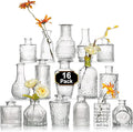 Arme 16Pcs Glass Bud Vase Set,Small Flower Vase for Centerpieces,Clear Bud Vases in Bulk, Mini Vintage Vase for Rustic Wedding Decorations