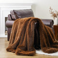 BATTILO HOME Luxury Fluffy Faux Fur Throw Blanket, Large Golden Brown Fake Fur Blanket for Bed, Sofa, Chair, Bed, Silky Elegant Fuzzy Fur Throws with Long Pile, 60