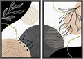 SIGNFORD Framed Canvas Print Wall Art Set Mid-Century Nordic Geometric Ring Plants Abstract Shapes Illustrations Modern Art Decorative Bohemian for Living Room, Bedroom, Office - 16