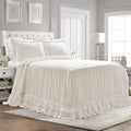 Lush Decor Ella Ruffle Lace Bedspread, 3 Piece Set, Queen, White - Cute Bed Set - Queen Bedding - White Bedding - Coquette Decor - Ruffle Trim - Lace Trim