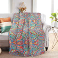 NEWLAKE Quilted Throw Blanket for Bed Couch Sofa, European Gorgeous Floral, 60X78 Inch