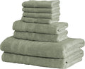 Mosobam Luxury Turkish 8pc Towel Set 30X58 16X30 13X13 Seagrass Green 700 GSM Bamboo Viscose & Aegean Turkish Combed Cotton