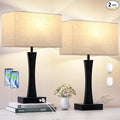 Bedside Lamps for Night Stands - 3 Way Dimmable Table Lamp for Bedroom with USB C+A Ports,Modern Bedside Lamps Set of 2, Touch Lamps for Nightstands(Beige)
