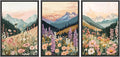 SIGNWIN Framed Canvas Print Wall Art Set Wildflower Meadow with Mountain Sunset Colorful Nature Landscape Illustrations Modern Art Decorative Zen for Living Room, Bedroom, Office - 24