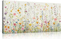 HPINUB Colorful Flower Framed Canvas Wall Art Set, Watercolor Daisy Floral Wall Decor, Wildflower Green Leaf Wall Painting, Multicolour Botanical Art Print for Living Room, Bedroom, Office - 20
