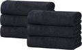 Superior Honeycomb Cotton Medium Weight Towels, for Guest Bath, Master Bathroom, Shower, Kitchen, Quick Dry, Adults, Home Essentials, Textured Waffle Border, Towel Set, Hand Towels, Set of 6, Black