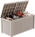 180 Gallon Large Deck Box,Resin Outdoor Storage Box with Lockable for Patio Furniture, Garden Tools Waterproof Outside Storage Box, (Grey)